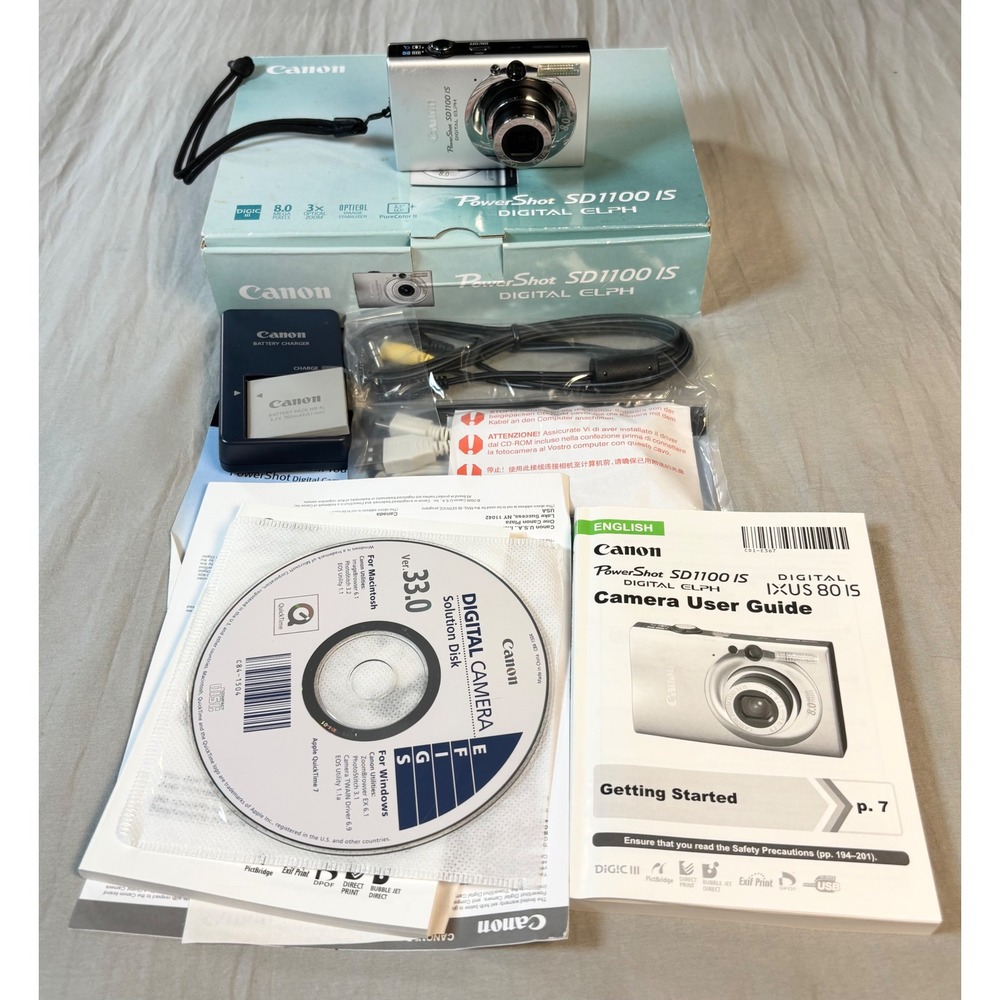 Canon PowerShot SD1100 IS Digital camera ELPH 8.0MP Silver * parts only